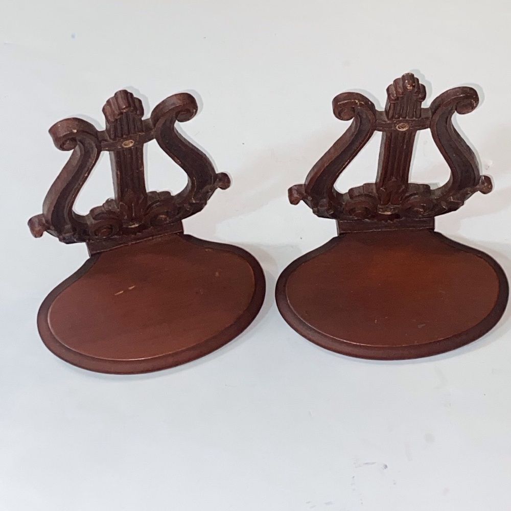 VTG, Syroco Good Sconce Wall Sconce Shelf Shelves Set 2 Music Lyre 1930’s AS IS
